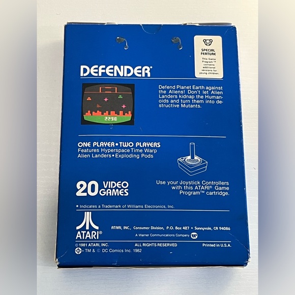 Defender Atari 2600 Game Released:1981 - Picture 2 of 3